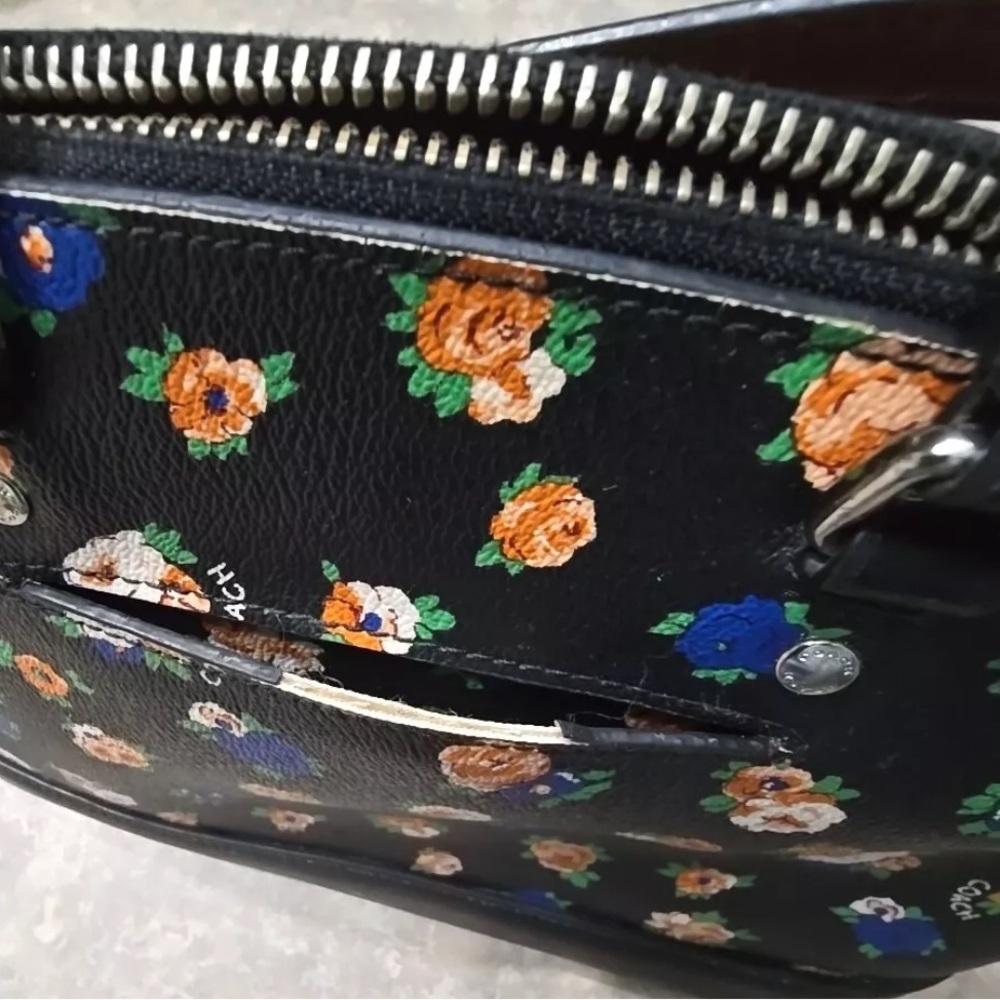 Beautiful COACH Black Floral Handbag Mini Tote Bag See Description NWOT - Picture 6 of 13